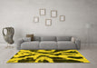 Machine Washable Abstract Yellow Modern Rug in a Living Room, wshabs882yw