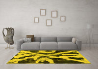 Machine Washable Abstract Yellow Modern Rug, wshabs882yw