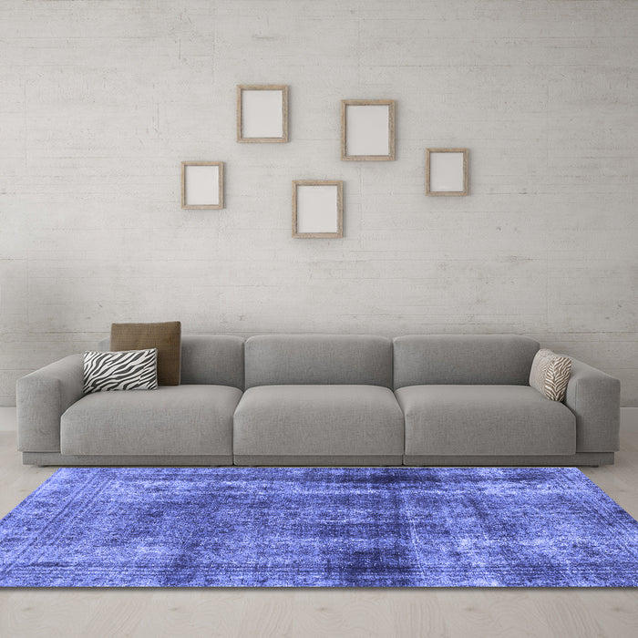 Machine Washable Abstract Blue Modern Rug in a Living Room, wshabs883blu