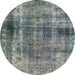 Round Abstract Dark Gray Modern Rug, abs883