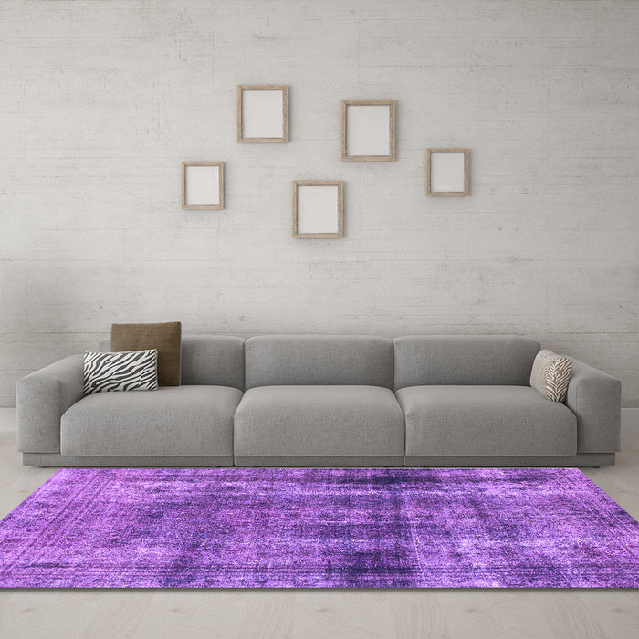 Machine Washable Abstract Purple Modern Area Rugs in a Living Room, wshabs883pur
