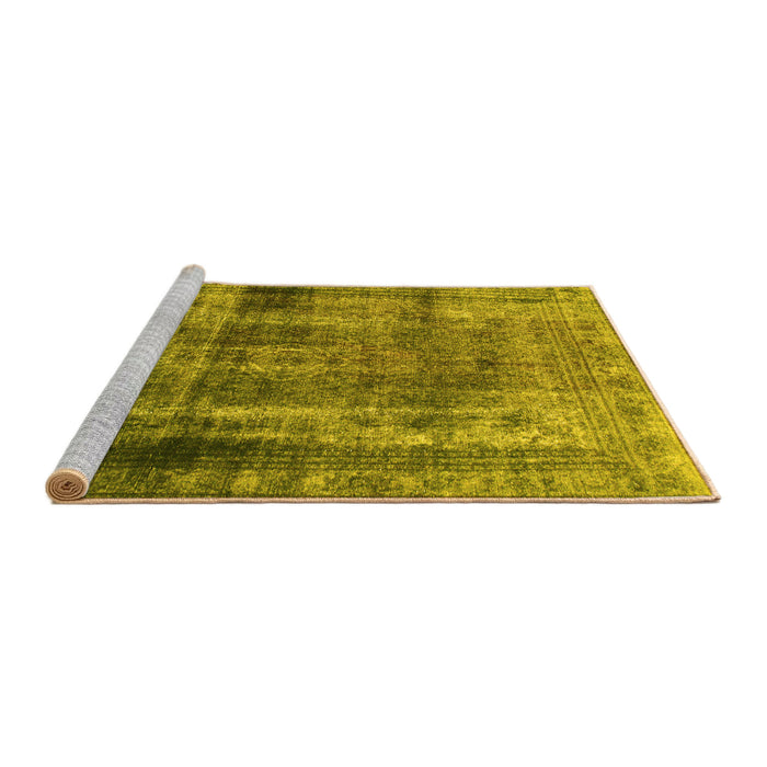 Sideview of Machine Washable Abstract Yellow Modern Rug, wshabs883yw