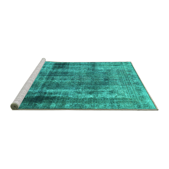 Sideview of Machine Washable Abstract Turquoise Modern Area Rugs, wshabs883turq