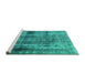 Sideview of Machine Washable Abstract Turquoise Modern Area Rugs, wshabs883turq