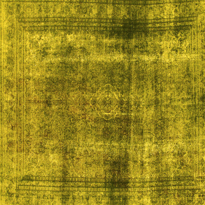 Square Machine Washable Abstract Yellow Modern Rug, wshabs883yw