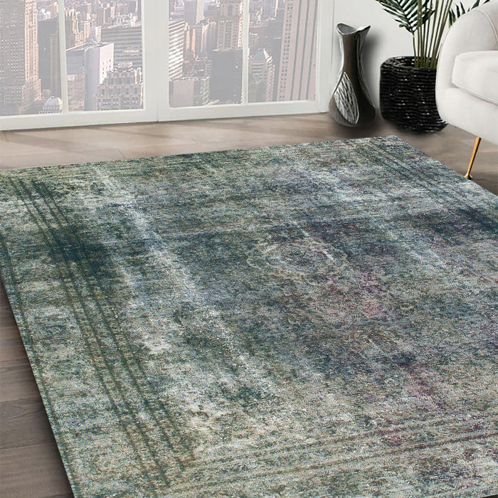 Machine Washable Abstract Dark Gray Rug in a Family Room, wshabs883