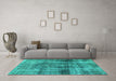 Machine Washable Abstract Turquoise Modern Area Rugs in a Living Room,, wshabs883turq