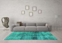 Machine Washable Abstract Turquoise Modern Rug, wshabs883turq