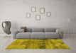 Machine Washable Abstract Yellow Modern Rug in a Living Room, wshabs883yw