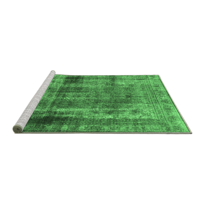 Sideview of Machine Washable Abstract Emerald Green Modern Area Rugs, wshabs883emgrn