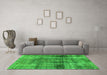 Machine Washable Abstract Green Modern Area Rugs in a Living Room,, wshabs883grn