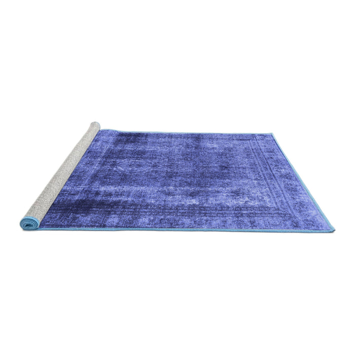 Sideview of Machine Washable Abstract Blue Modern Rug, wshabs883blu