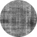 Round Machine Washable Abstract Gray Modern Rug, wshabs883gry