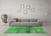 Machine Washable Abstract Emerald Green Modern Rug, wshabs883emgrn