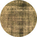 Round Abstract Brown Modern Rug, abs883brn