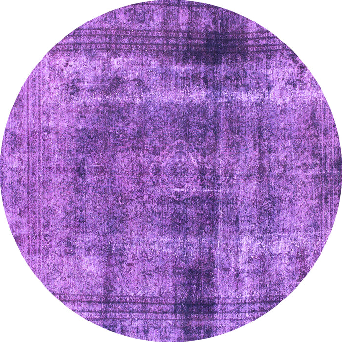 Round Machine Washable Abstract Purple Modern Area Rugs, wshabs883pur