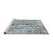 Sideview of Machine Washable Abstract Metallic Silver Gray Rug, wshabs884