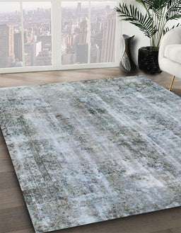 Machine Washable Abstract Metallic Silver Gray Rug in a Family Room, wshabs884