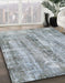 Machine Washable Abstract Metallic Silver Gray Rug in a Family Room, wshabs884