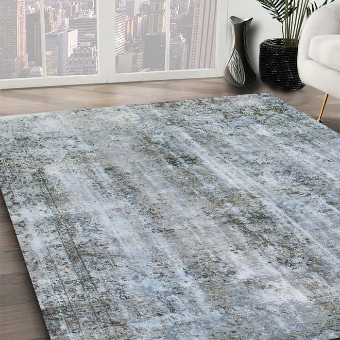 Machine Washable Abstract Metallic Silver Gray Rug in a Family Room, wshabs884