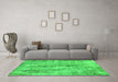 Machine Washable Abstract Green Modern Area Rugs in a Living Room,, wshabs884grn