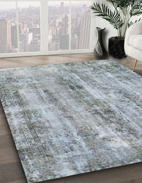 Abstract Metallic Silver Gray Modern Rug, abs884