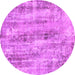 Round Machine Washable Abstract Pink Modern Rug, wshabs884pnk