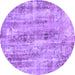 Round Machine Washable Abstract Purple Modern Area Rugs, wshabs884pur