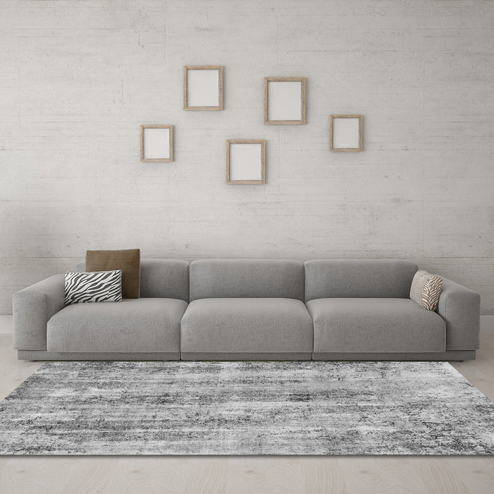 Machine Washable Abstract Gray Modern Rug in a Living Room,, wshabs884gry