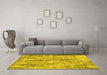 Machine Washable Abstract Yellow Modern Rug in a Living Room, wshabs884yw