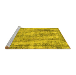 Sideview of Machine Washable Abstract Yellow Modern Rug, wshabs884yw
