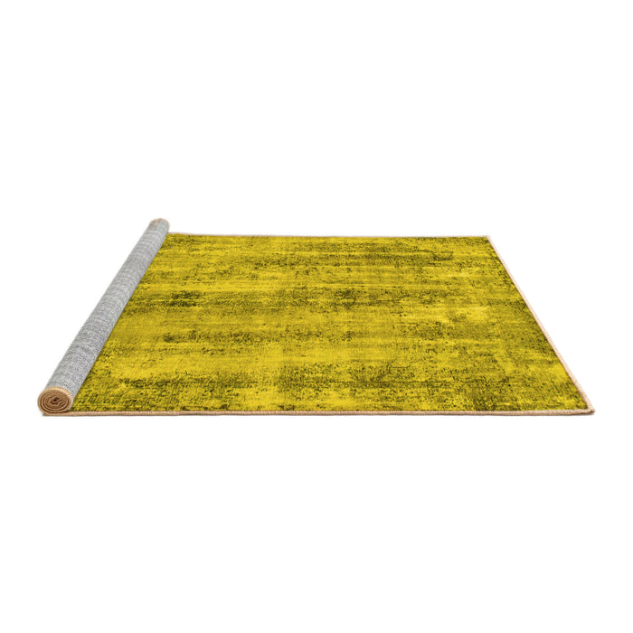 Sideview of Machine Washable Abstract Yellow Modern Rug, wshabs884yw