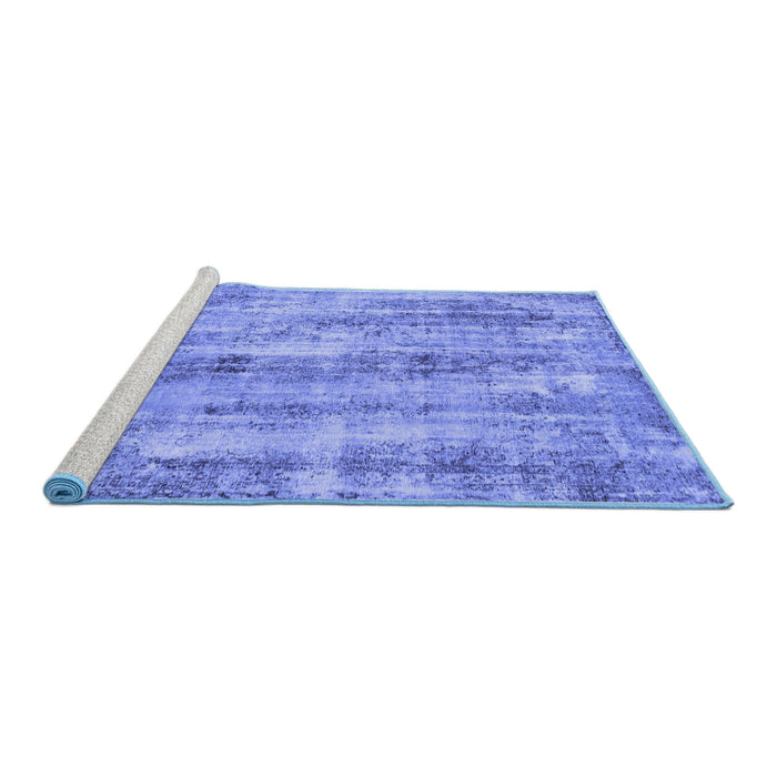Sideview of Machine Washable Abstract Blue Modern Rug, wshabs884blu