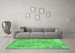 Machine Washable Abstract Emerald Green Modern Area Rugs in a Living Room,, wshabs884emgrn