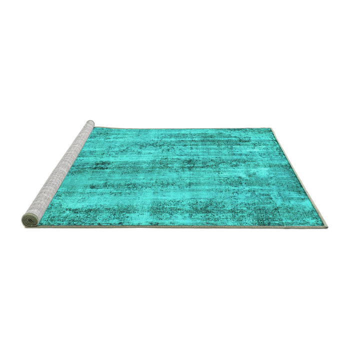 Sideview of Machine Washable Abstract Turquoise Modern Area Rugs, wshabs884turq