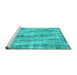 Sideview of Machine Washable Abstract Turquoise Modern Area Rugs, wshabs884turq