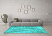 Machine Washable Abstract Turquoise Modern Area Rugs in a Living Room,, wshabs884turq