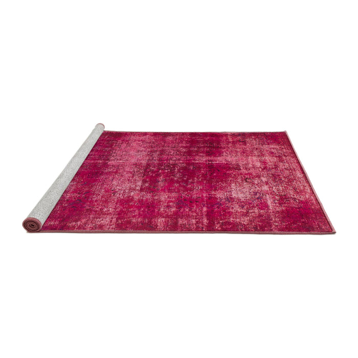Sideview of Machine Washable Abstract Hot Deep Pink Rug, wshabs885