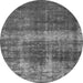 Round Machine Washable Abstract Gray Modern Rug, wshabs885gry