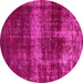 Round Machine Washable Abstract Pink Modern Rug, wshabs885pnk