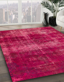 Abstract Hot Deep Pink Modern Rug in Family Room, abs885