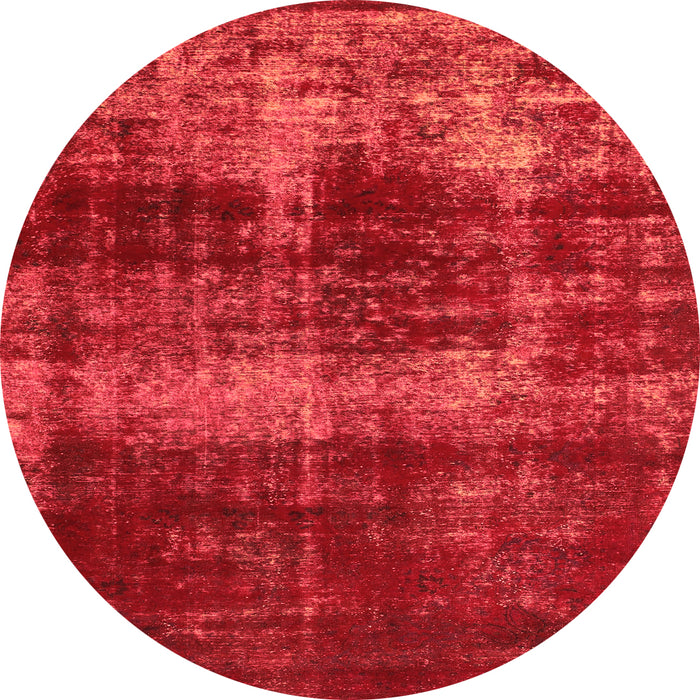Round Machine Washable Abstract Orange Modern Area Rugs, wshabs885org