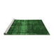 Sideview of Machine Washable Abstract Emerald Green Modern Area Rugs, wshabs885emgrn