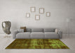 Machine Washable Abstract Green Modern Area Rugs in a Living Room,, wshabs885grn