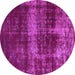 Round Machine Washable Abstract Purple Modern Area Rugs, wshabs885pur