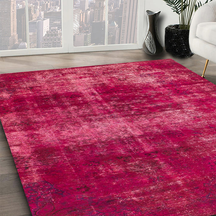 Machine Washable Abstract Hot Deep Pink Rug in a Family Room, wshabs885