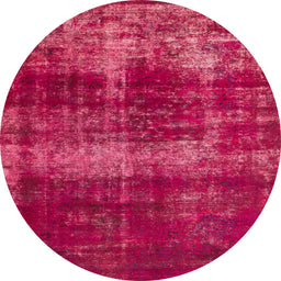 Round Abstract Hot Deep Pink Modern Rug, abs885