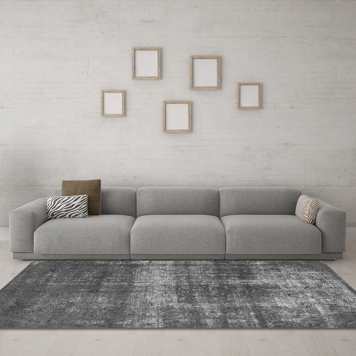 Machine Washable Abstract Gray Modern Rug in a Living Room,, wshabs885gry