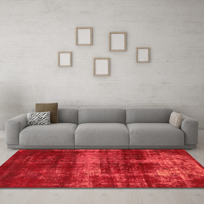 Machine Washable Abstract Orange Modern Area Rugs in a Living Room, wshabs885org