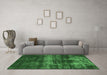 Machine Washable Abstract Emerald Green Modern Area Rugs in a Living Room,, wshabs885emgrn